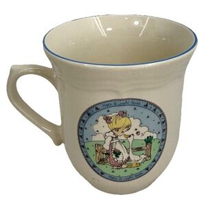 Precious Moments Coffee Cup Make A Joyful Noise Girl Goose Ceramic 1992 Enesco